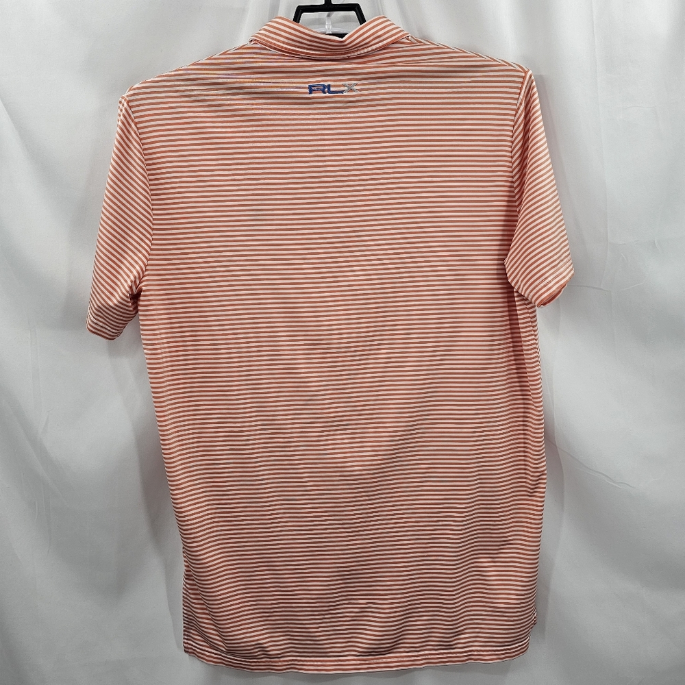 RLX Orange White Striped Polo Men's Size Large Stretch Club Logo On Chest. RLX - Picture 3 of 9